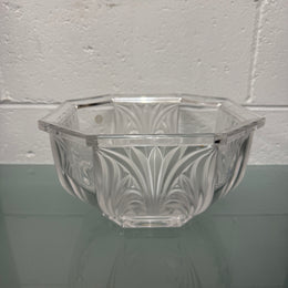 Large Vintage German Crystal Bowl with Etched Panels