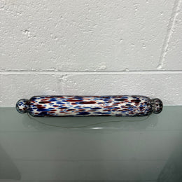 Victorian Nailsea Glass Rolling Pin Red & Blue inclusions