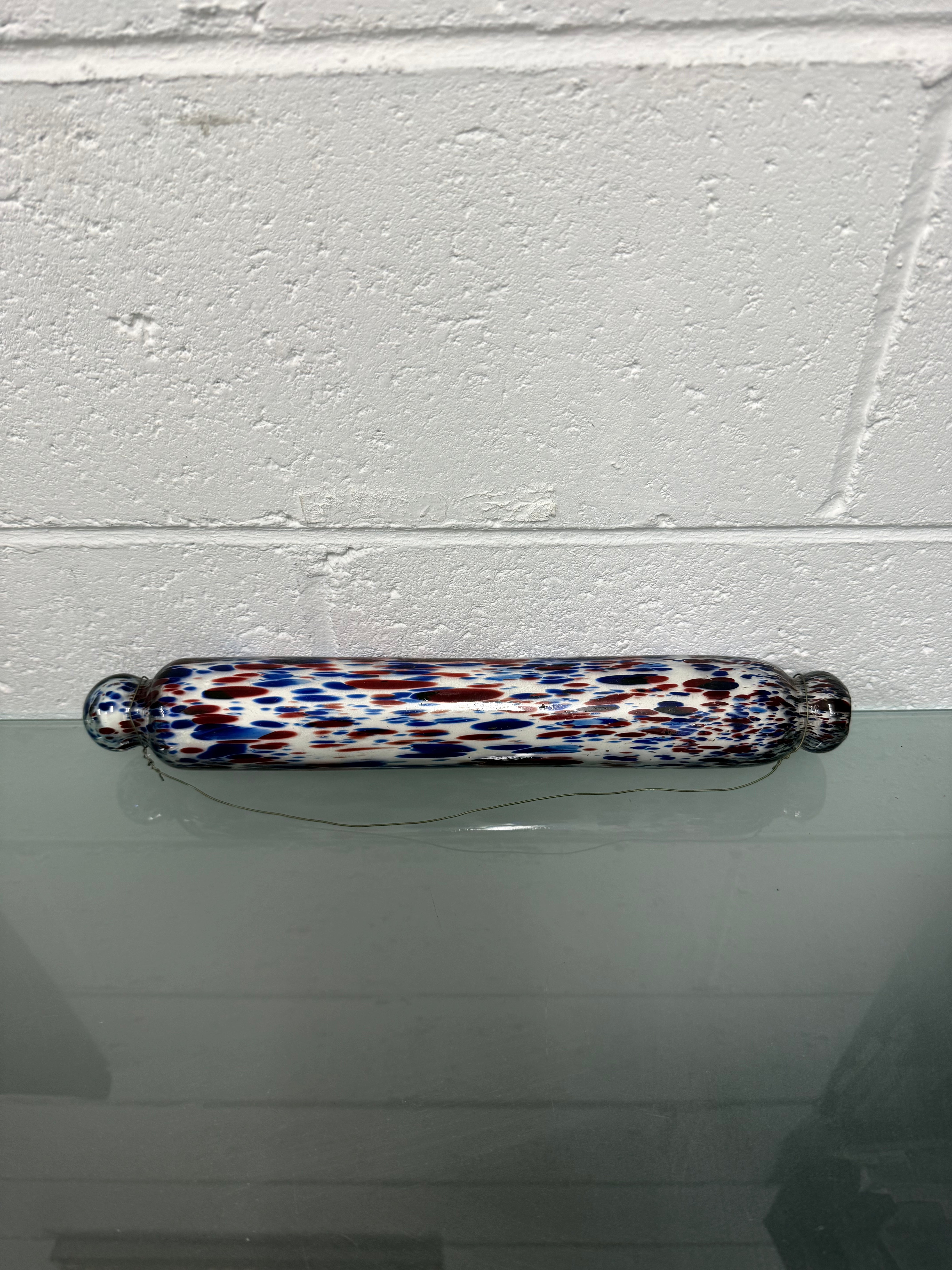 Victorian Nailsea Glass Rolling Pin Red & Blue inclusions | Antique & Vintage | Moonee Ponds Antiques | Australia Wide Delivery