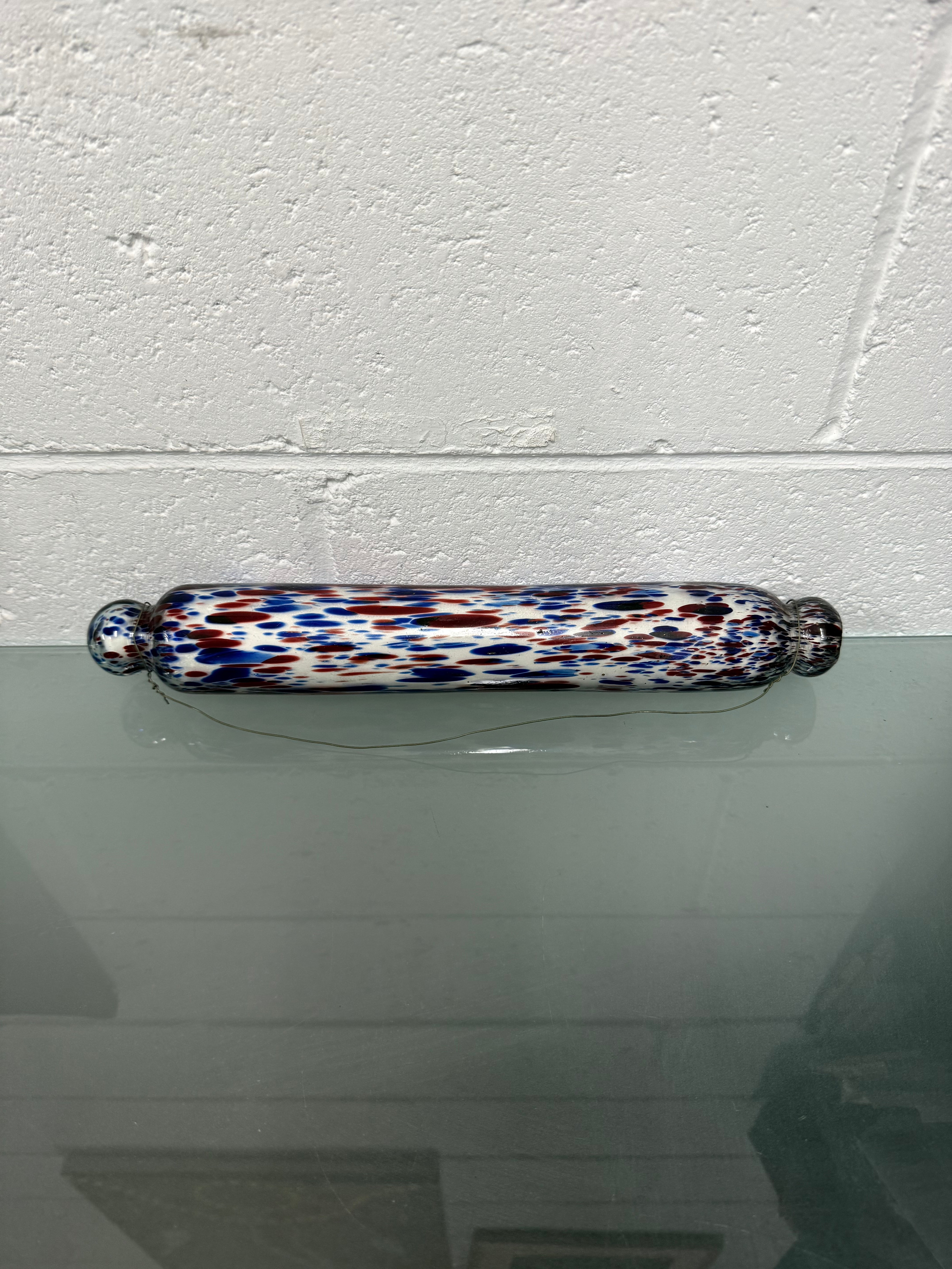 Victorian Nailsea Glass Rolling Pin Red & Blue inclusions | Antique & Vintage | Moonee Ponds Antiques | Australia Wide Delivery