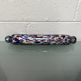 Victorian Nailsea Glass Rolling Pin Red & Blue inclusions