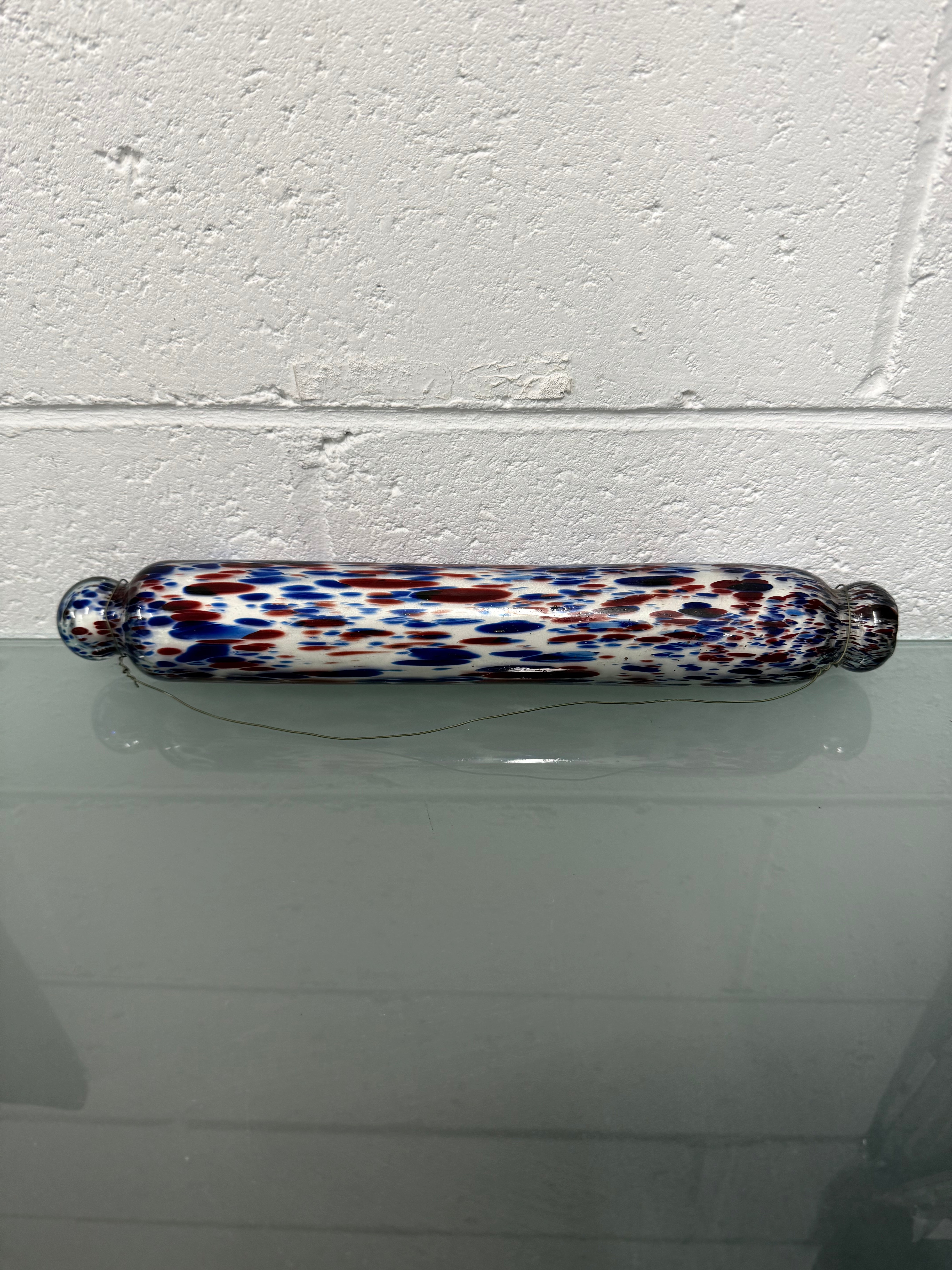 Victorian Nailsea Glass Rolling Pin Red & Blue inclusions | Antique & Vintage | Moonee Ponds Antiques | Australia Wide Delivery