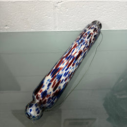 Victorian Nailsea Glass Rolling Pin Red & Blue inclusions