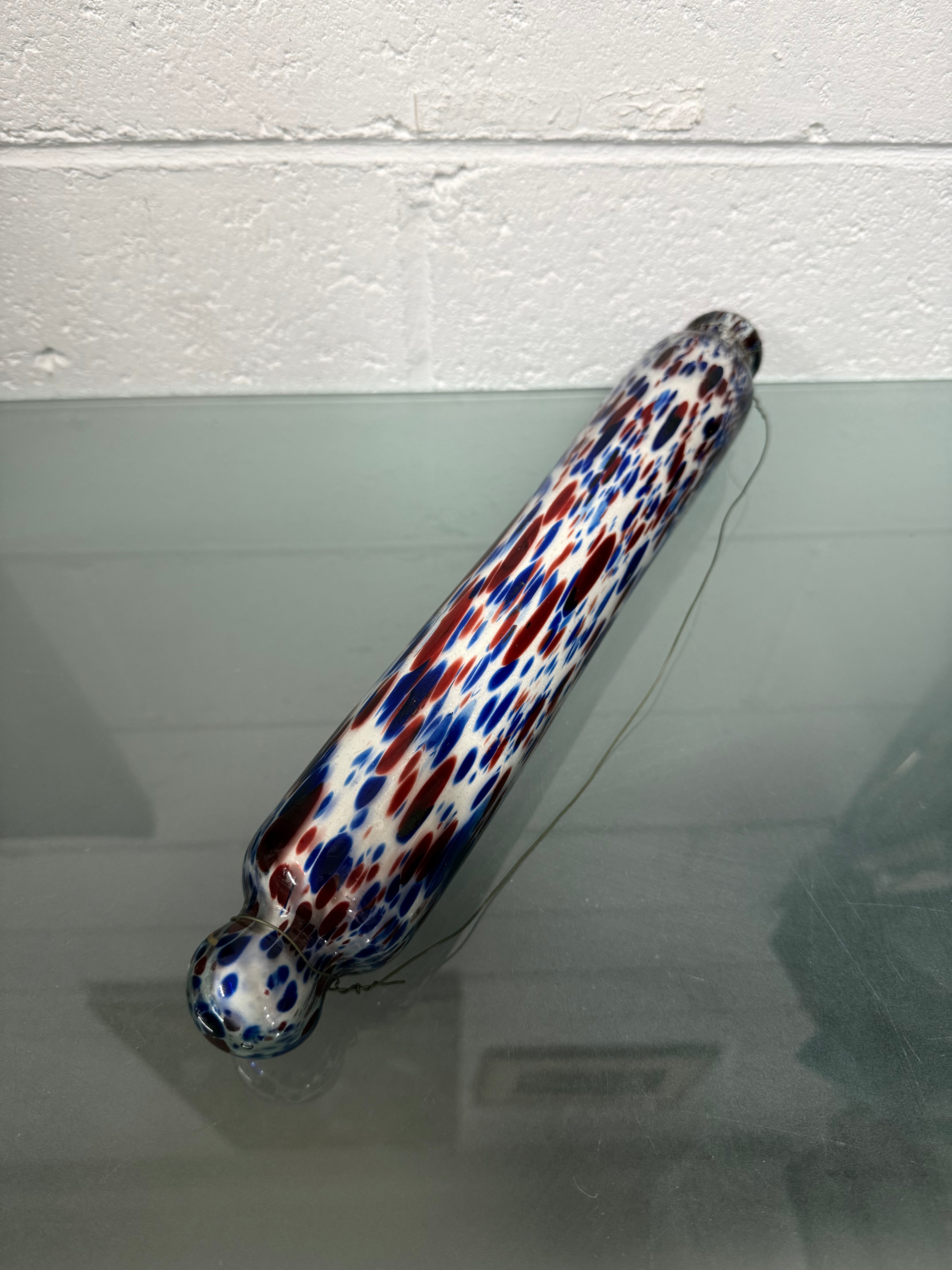Victorian Nailsea Glass Rolling Pin Red & Blue inclusions | Antique & Vintage | Moonee Ponds Antiques | Australia Wide Delivery
