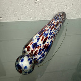 Victorian Nailsea Glass Rolling Pin Red & Blue inclusions