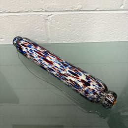 Victorian Nailsea Glass Rolling Pin Red & Blue inclusions