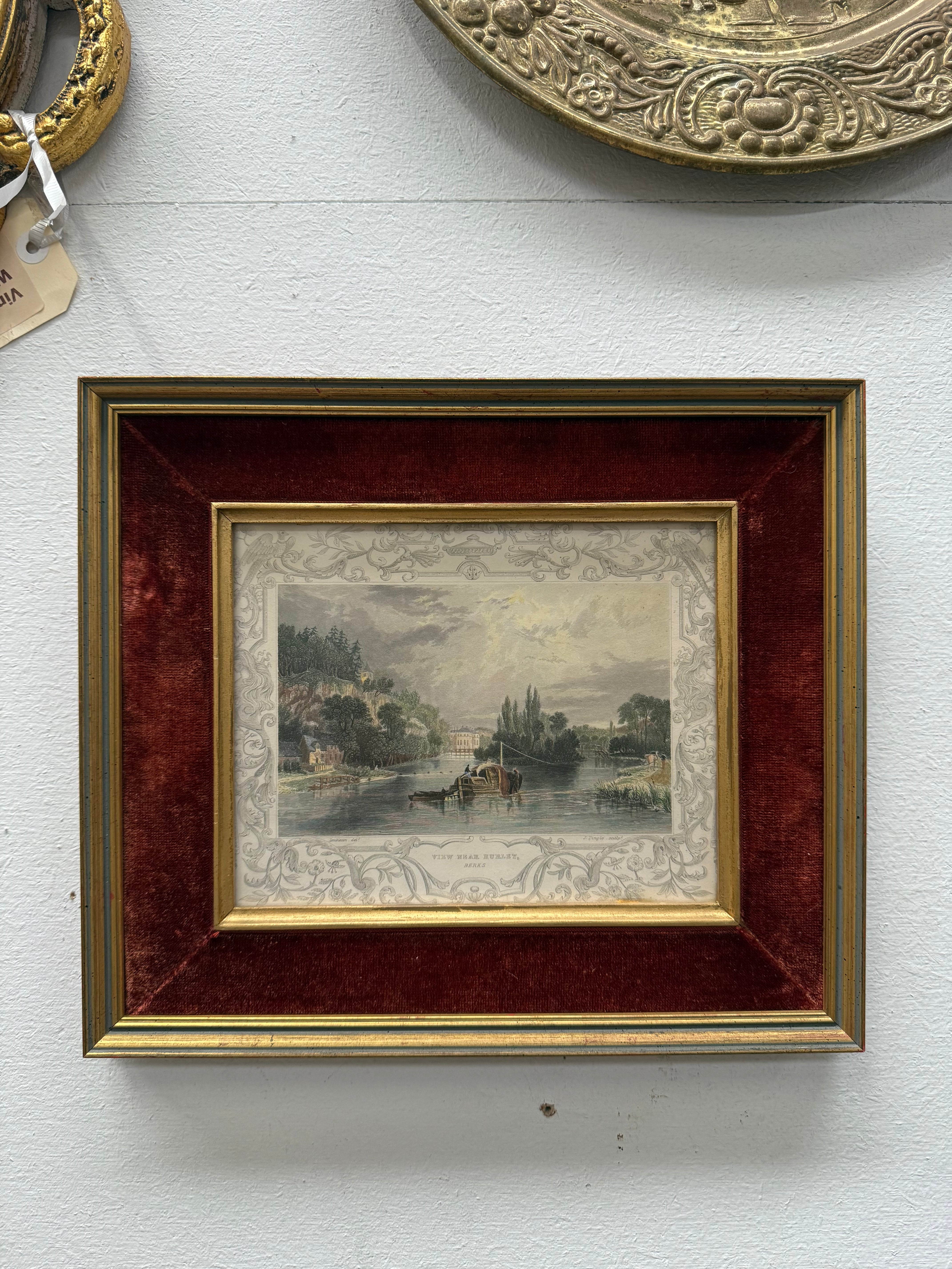 Hand Coloured Engraving "View New Hurley Berks" | Antique & Vintage | Moonee Ponds Antiques | Australia Wide