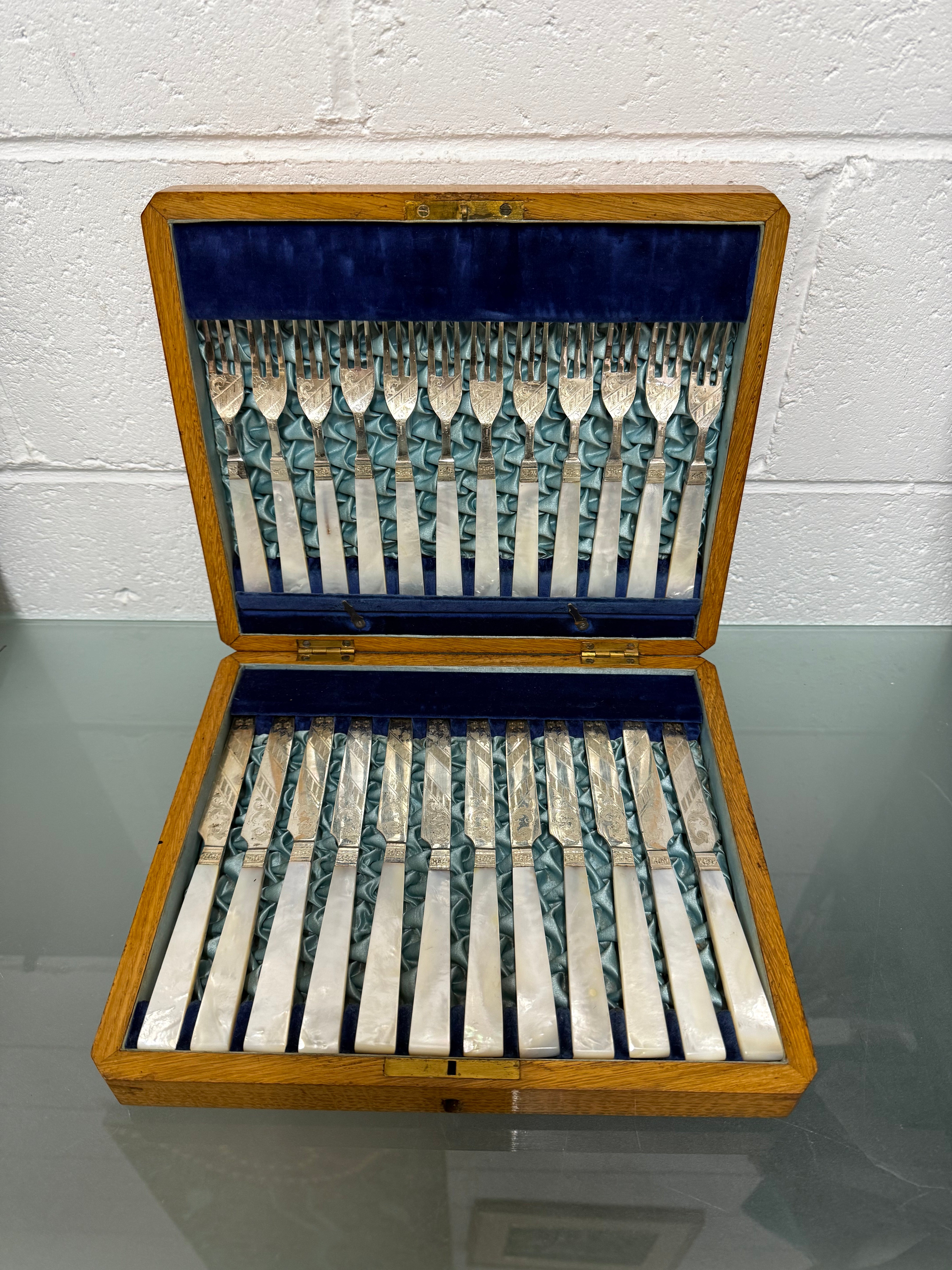 Stunning Antique Mother of Pearl and Silver-plated Fruit Set in Original Box | Antique & Vintage | Moonee Ponds Antiques | Australia Wide Delivery