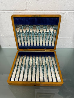 Stunning Antique Mother of Pearl and Silver-plated Fruit Set in Original Box | Antique & Vintage | Moonee Ponds Antiques | Australia Wide Delivery