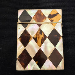 Victorian Tortoise Shell & Mother Of Pearl Card Case