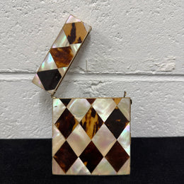 Victorian Tortoise Shell & Mother Of Pearl Card Case