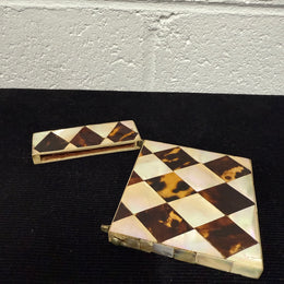 Victorian Tortoise Shell & Mother Of Pearl Card Case