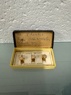 Vintage Gilt Metal Dress Studs In Original Box | Antique & Vintage | Moonee Ponds Antiques | Australia Wide Delivery