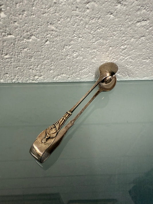 Vintage Apostle Silver Sugar Tongs