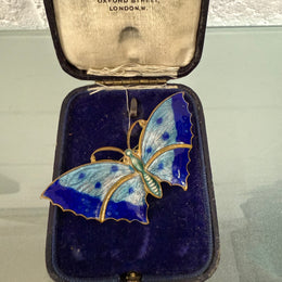 Vintage Enamel On Gilt Metal Butterfly Brooch