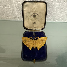 Vintage Enamel On Gilt Metal Butterfly Brooch