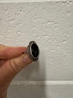 Vintage Marcasite & Onyx Ring Set In Sterling Silver | Antique & Vintage | Moonee Ponds Antiques | Australia Wide Delivery