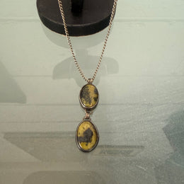 Vintage Moss Agate & Silver Pendant With Chain.