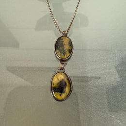 Vintage Moss Agate & Silver Pendant With Chain.