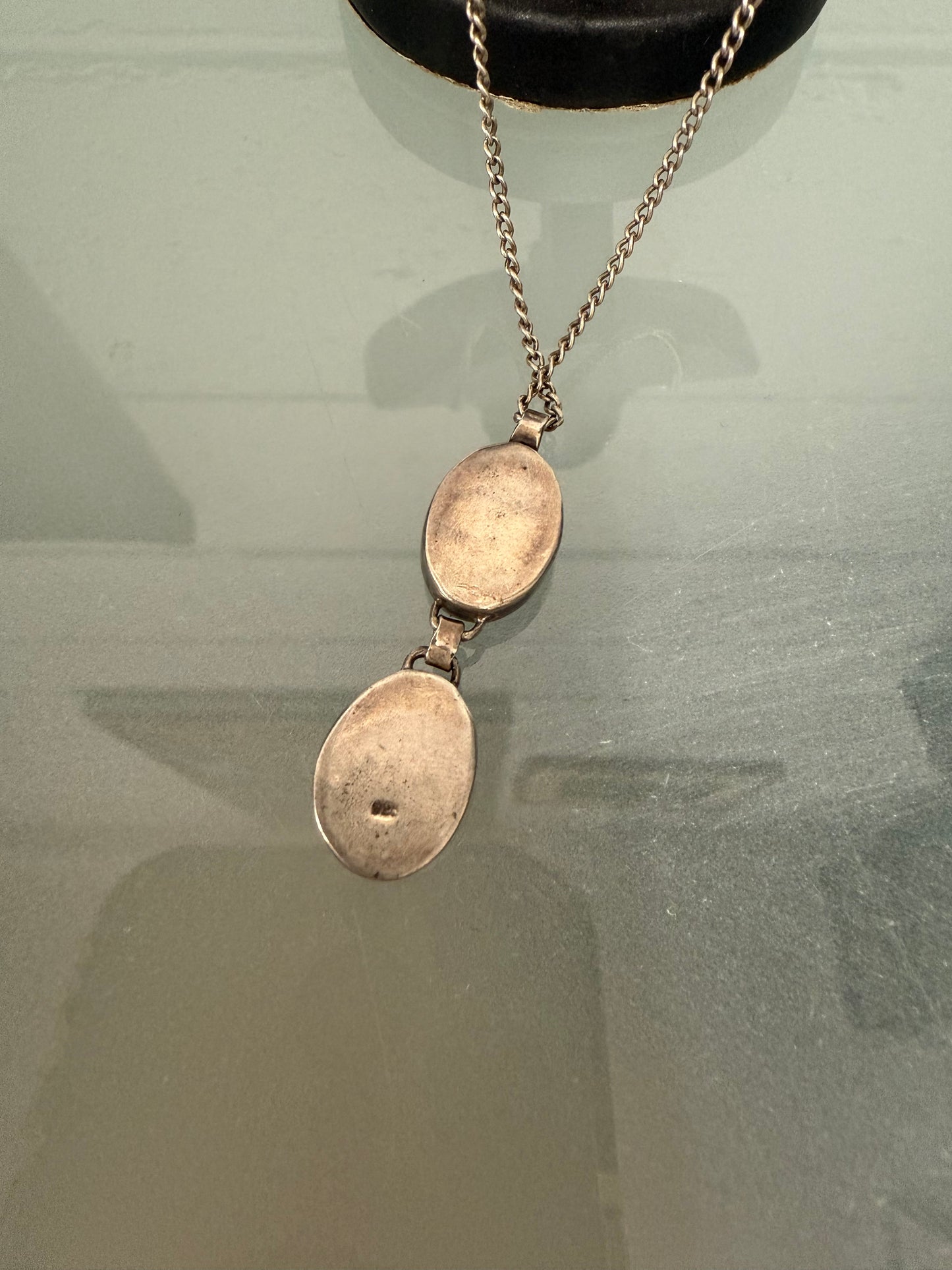 Vintage Moss Agate & Silver Pendant With Chain.