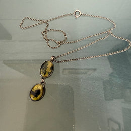 Vintage Moss Agate & Silver Pendant With Chain.