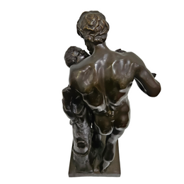 Large Grand Tour 19th Century Bronze Group of Silenus & The Infant Bacchus