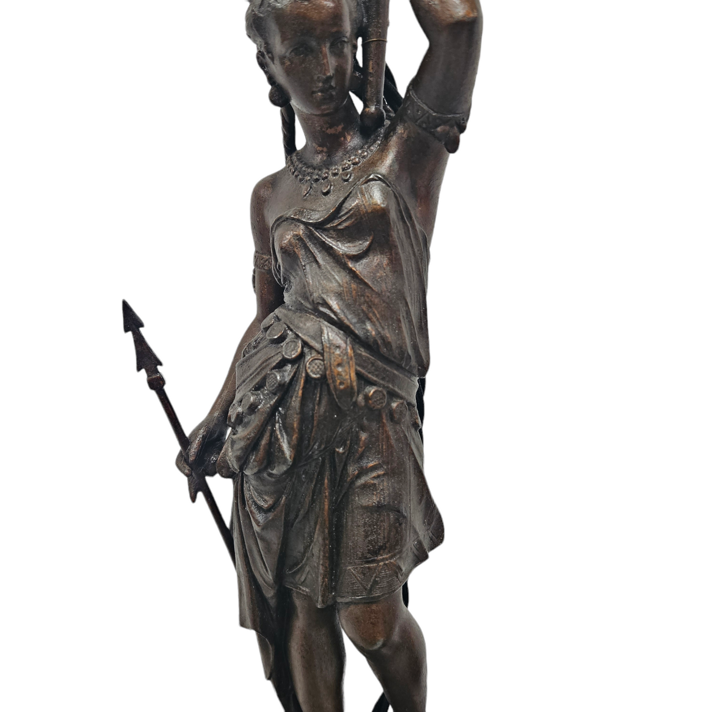 Pair 19th Century Marble Bronze Metal Lamps of Natives