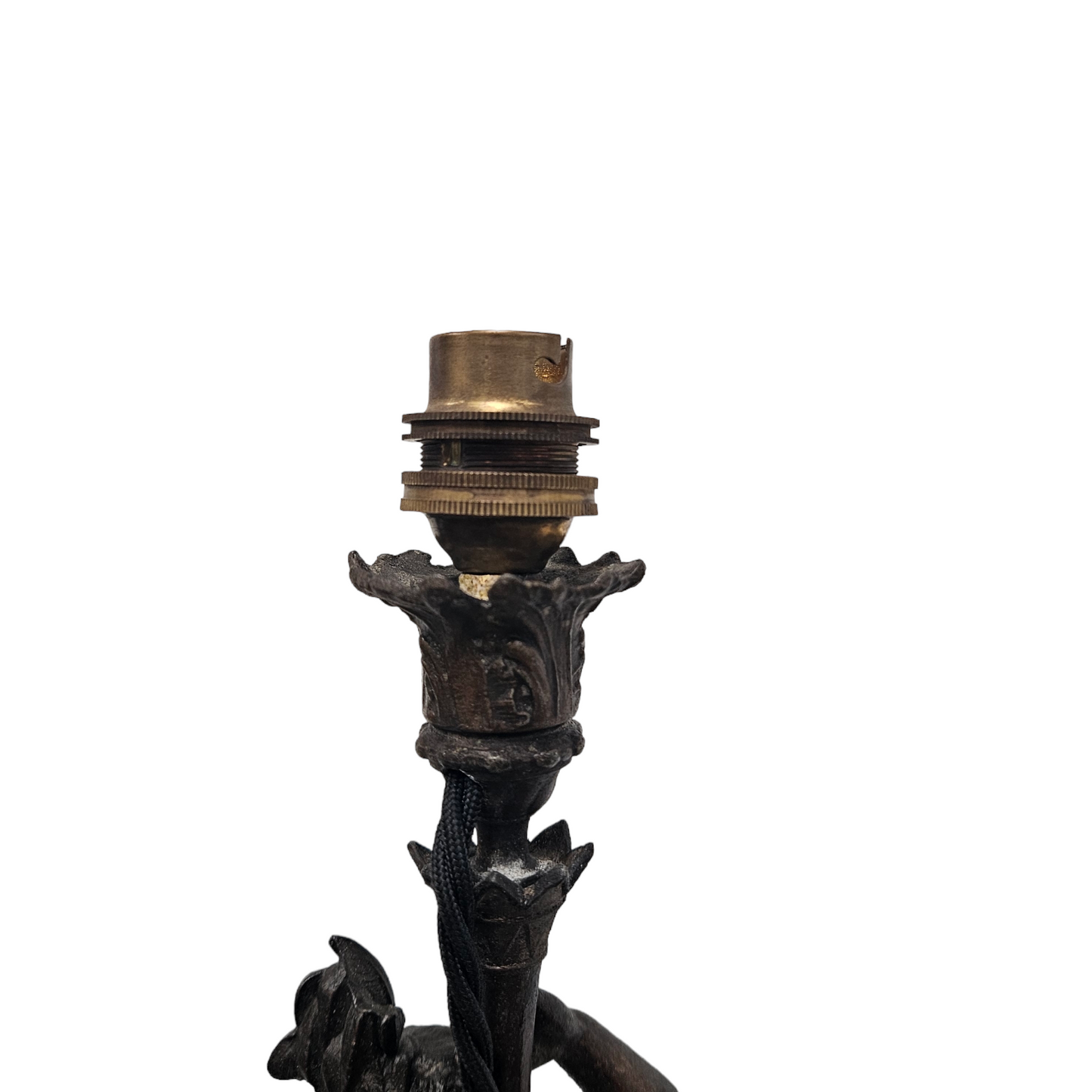 Pair 19th Century Marble Bronze Metal Lamps of Natives