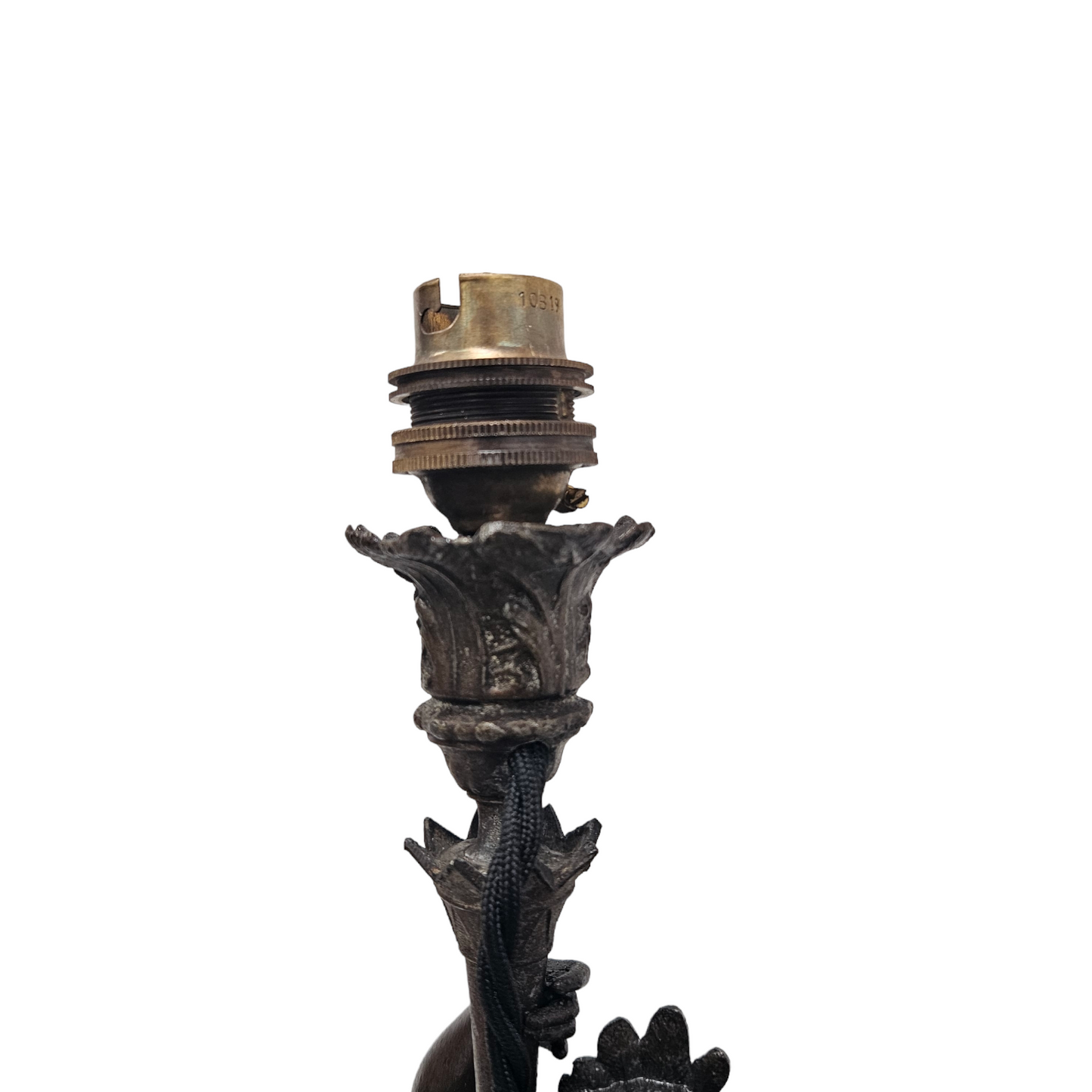 Pair 19th Century Marble Bronze Metal Lamps of Natives