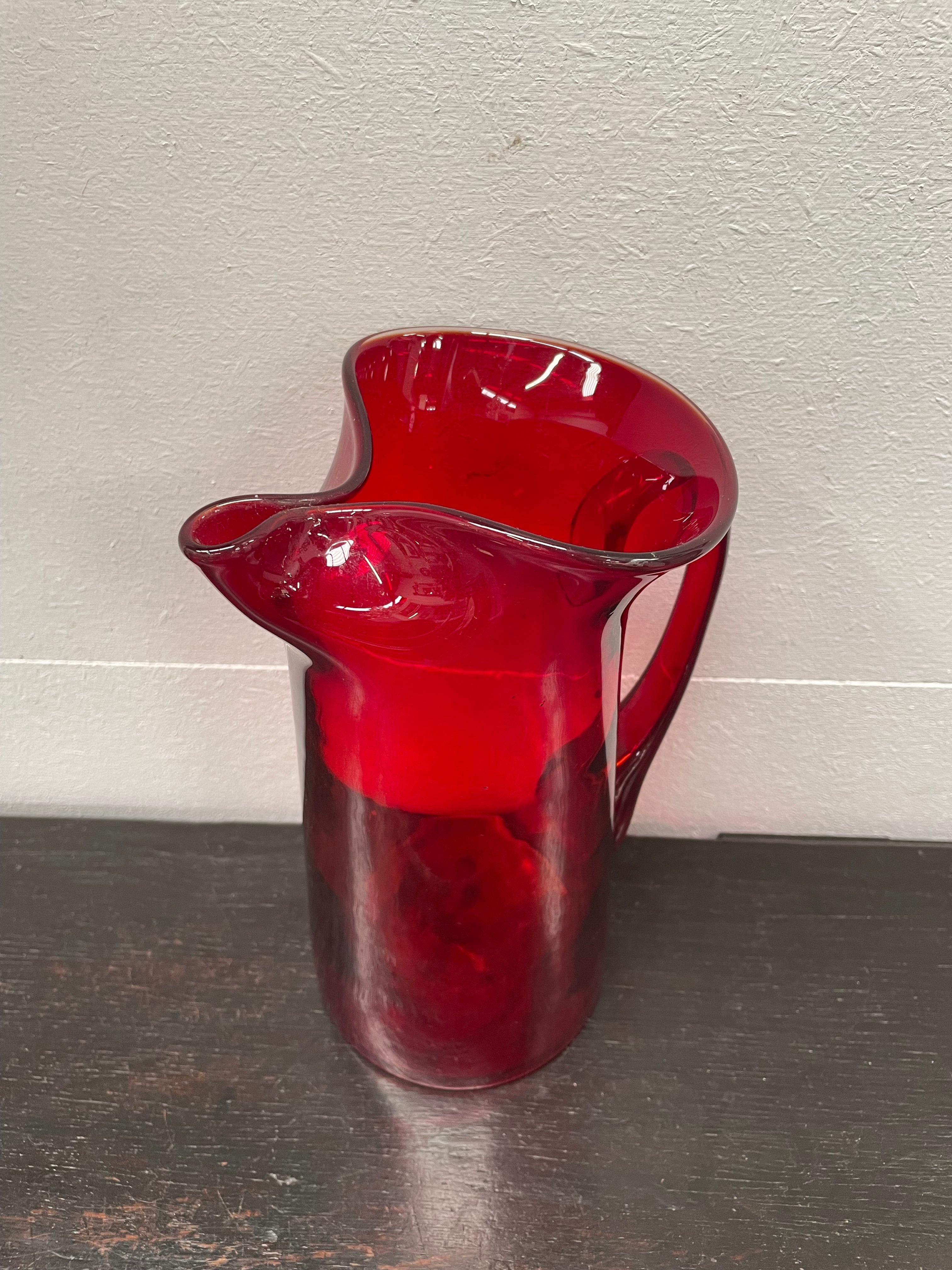 Vintage Ruby Red Glass Jug