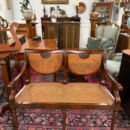 Regency Style Cane and Mahogany Settee