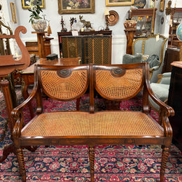 Regency Style Cane and Mahogany Settee