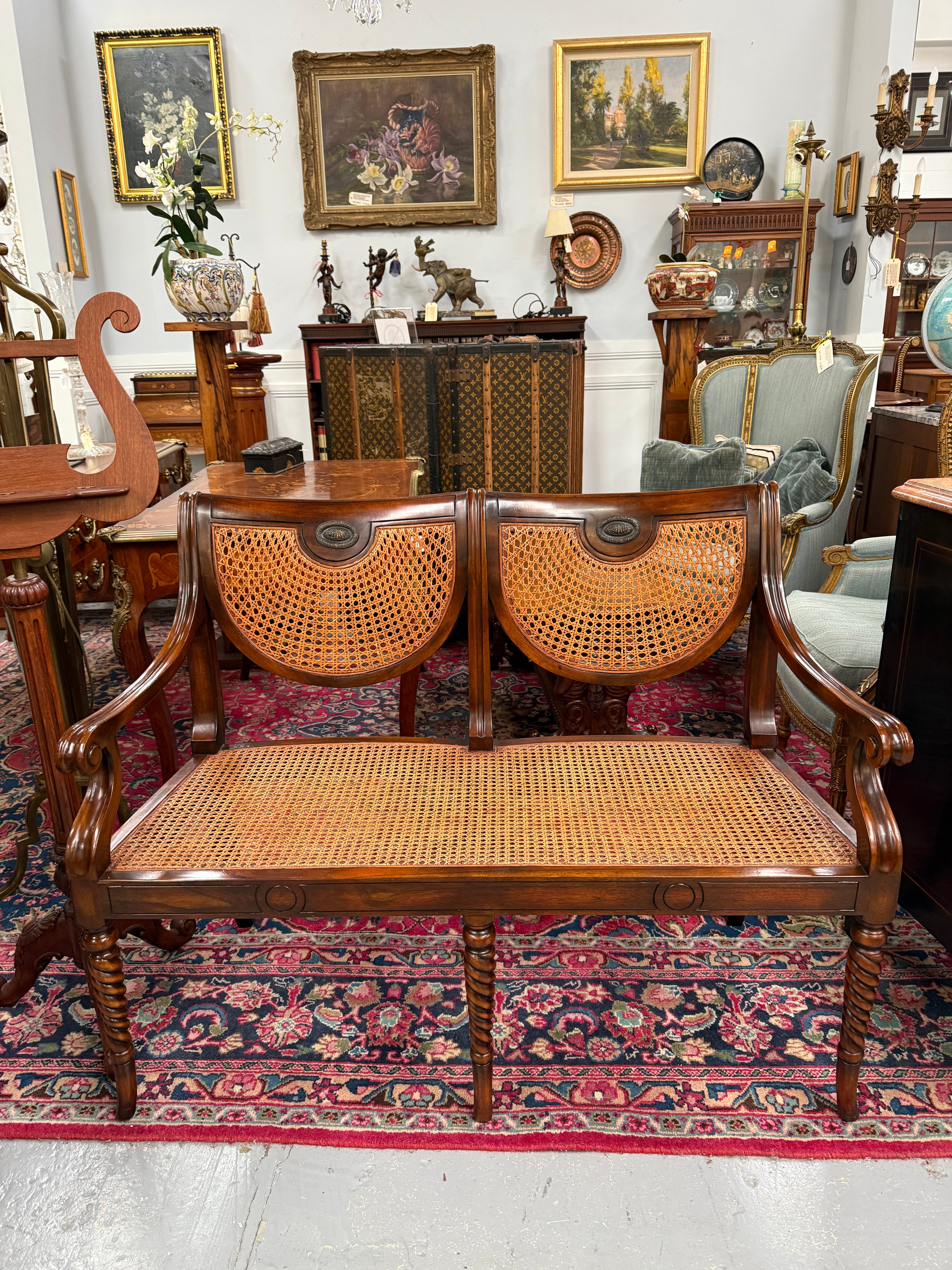Regency Style Cane and Mahogany Settee | Antique & Vintage | Moonee Ponds Antiques | Australia Wide Delivery