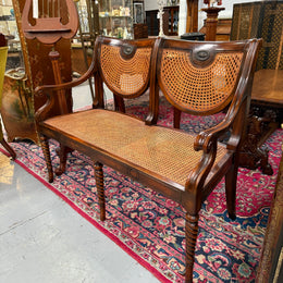 Regency Style Cane and Mahogany Settee