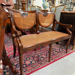 Regency Style Cane and Mahogany Settee
