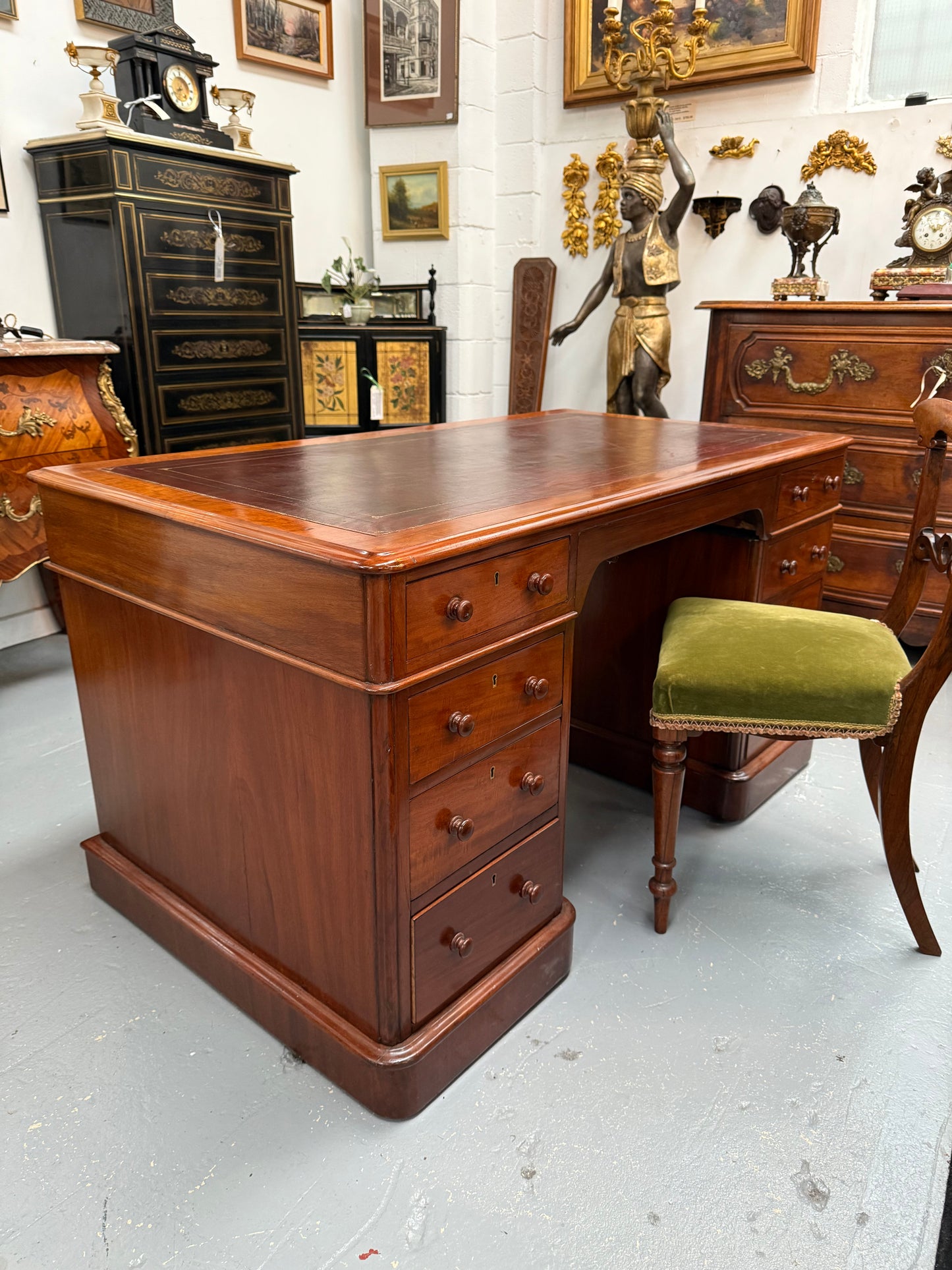 Antique Victorian Walnut Partners Desk