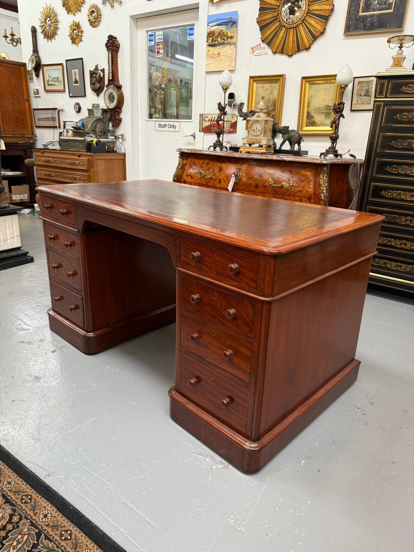 Antique Victorian Walnut Partners Desk