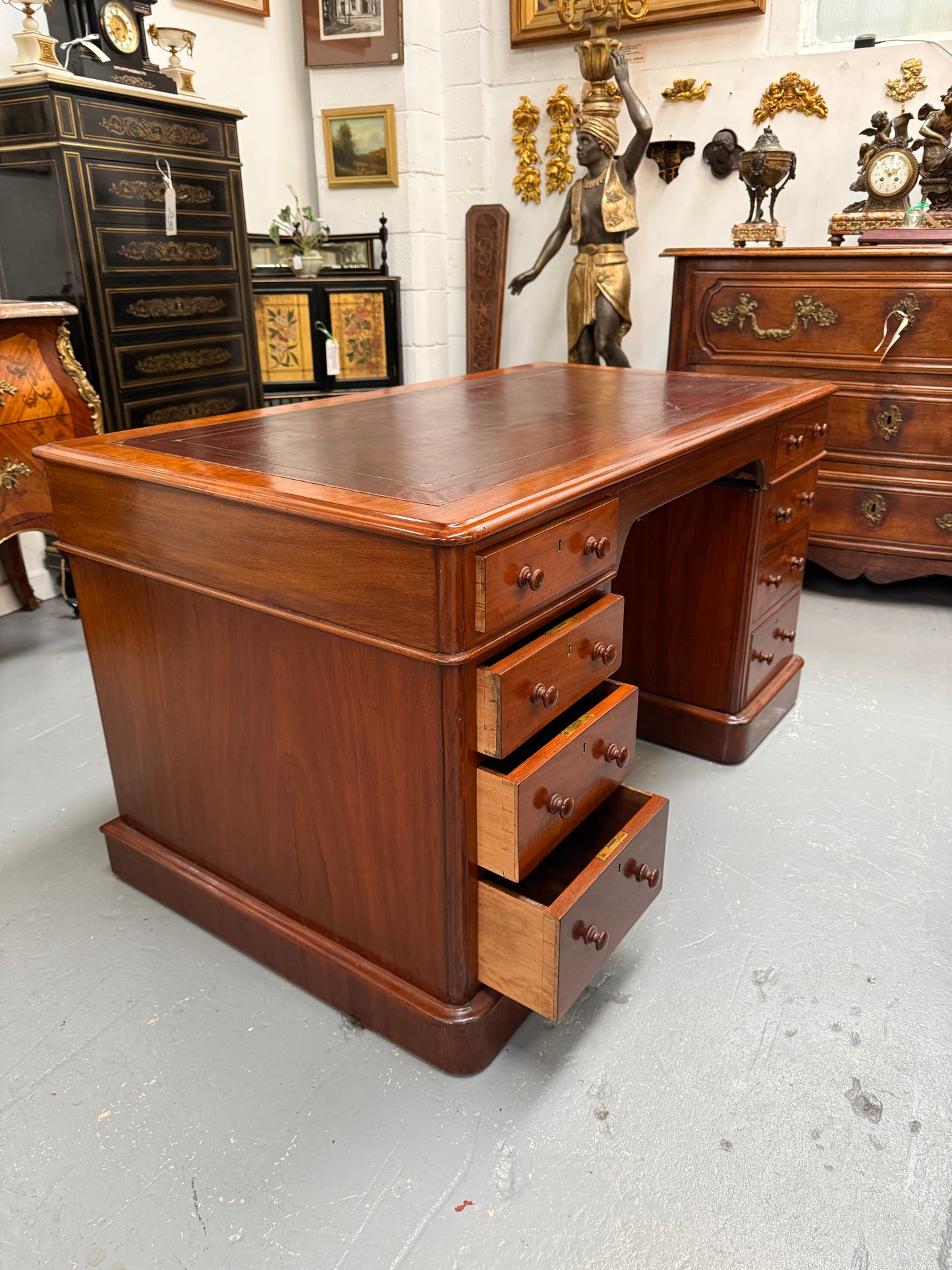 Antique Victorian Walnut Partners Desk