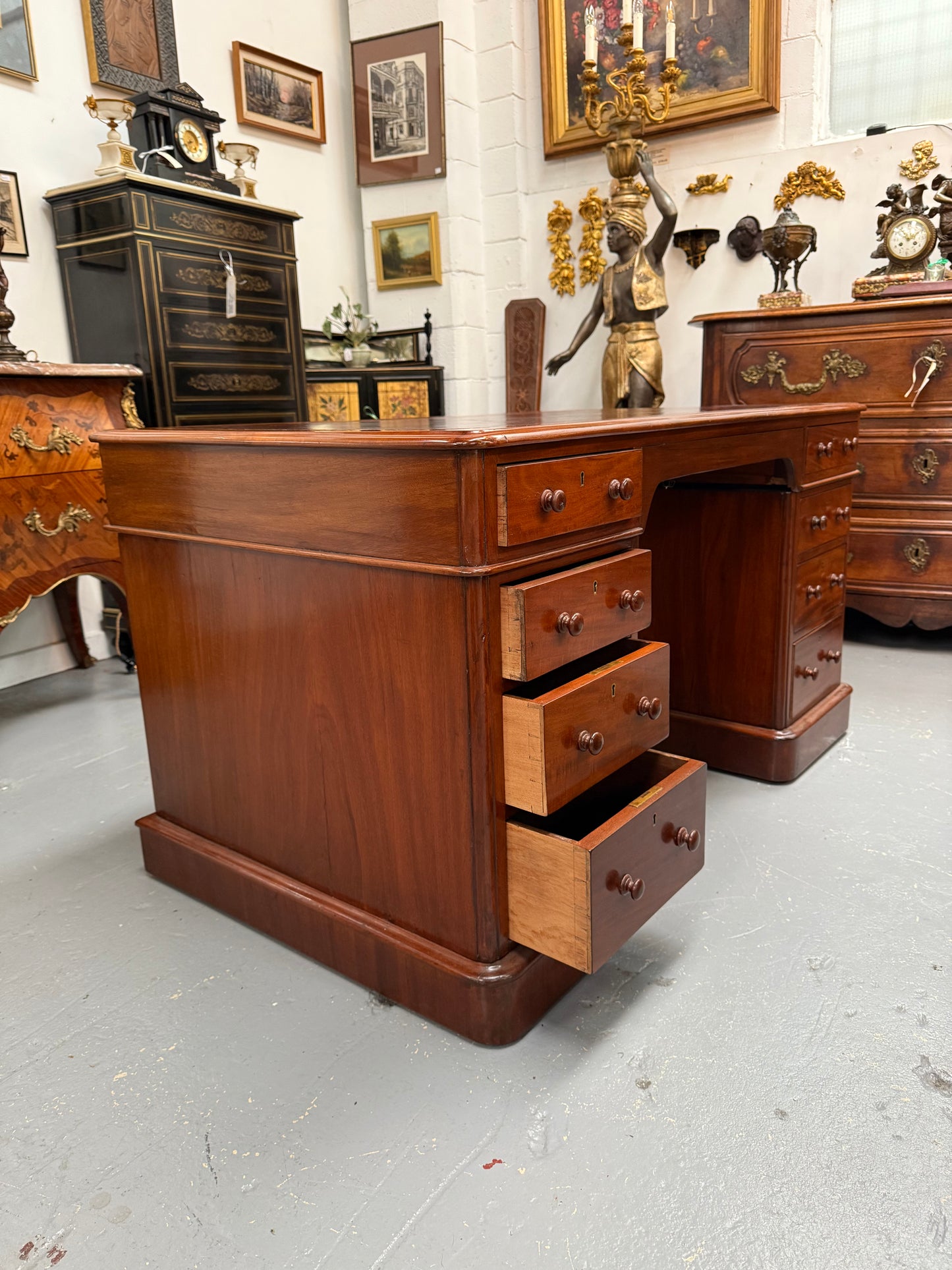 Antique Victorian Walnut Partners Desk
