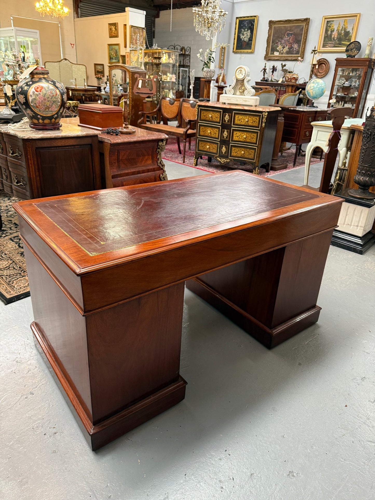 Antique Victorian Walnut Partners Desk