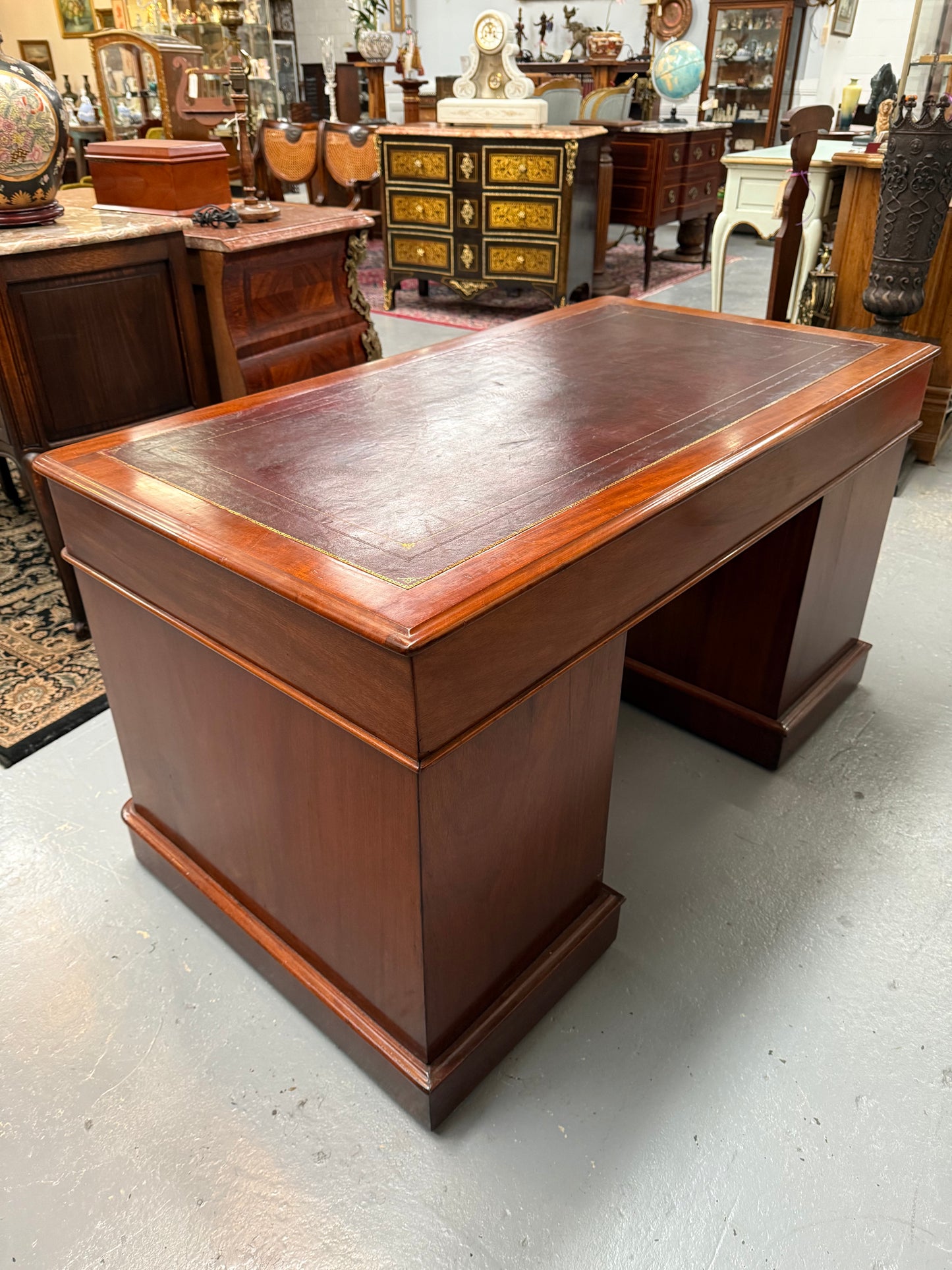 Antique Victorian Walnut Partners Desk