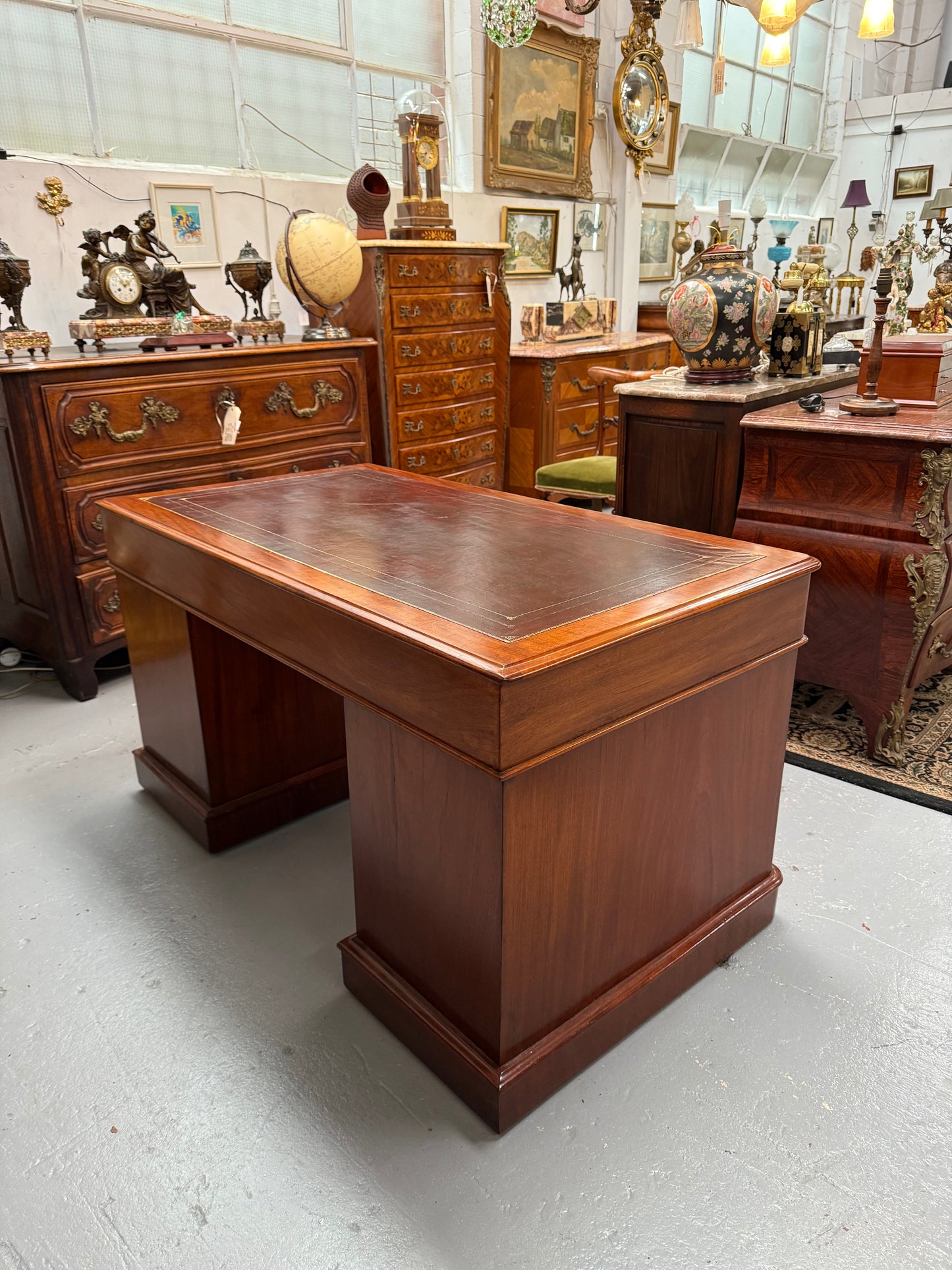 Antique Victorian Walnut Partners Desk