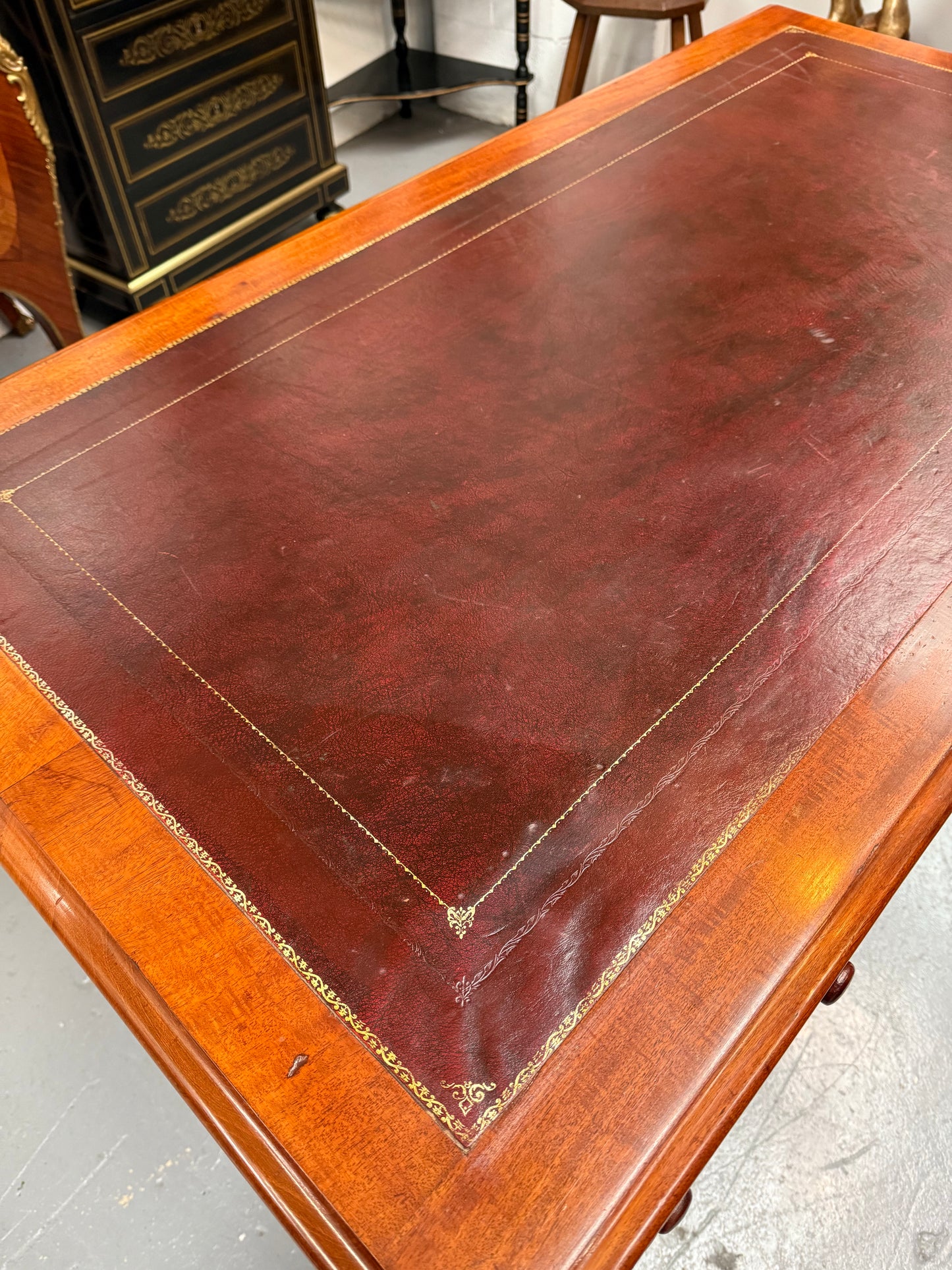 Antique Victorian Walnut Partners Desk