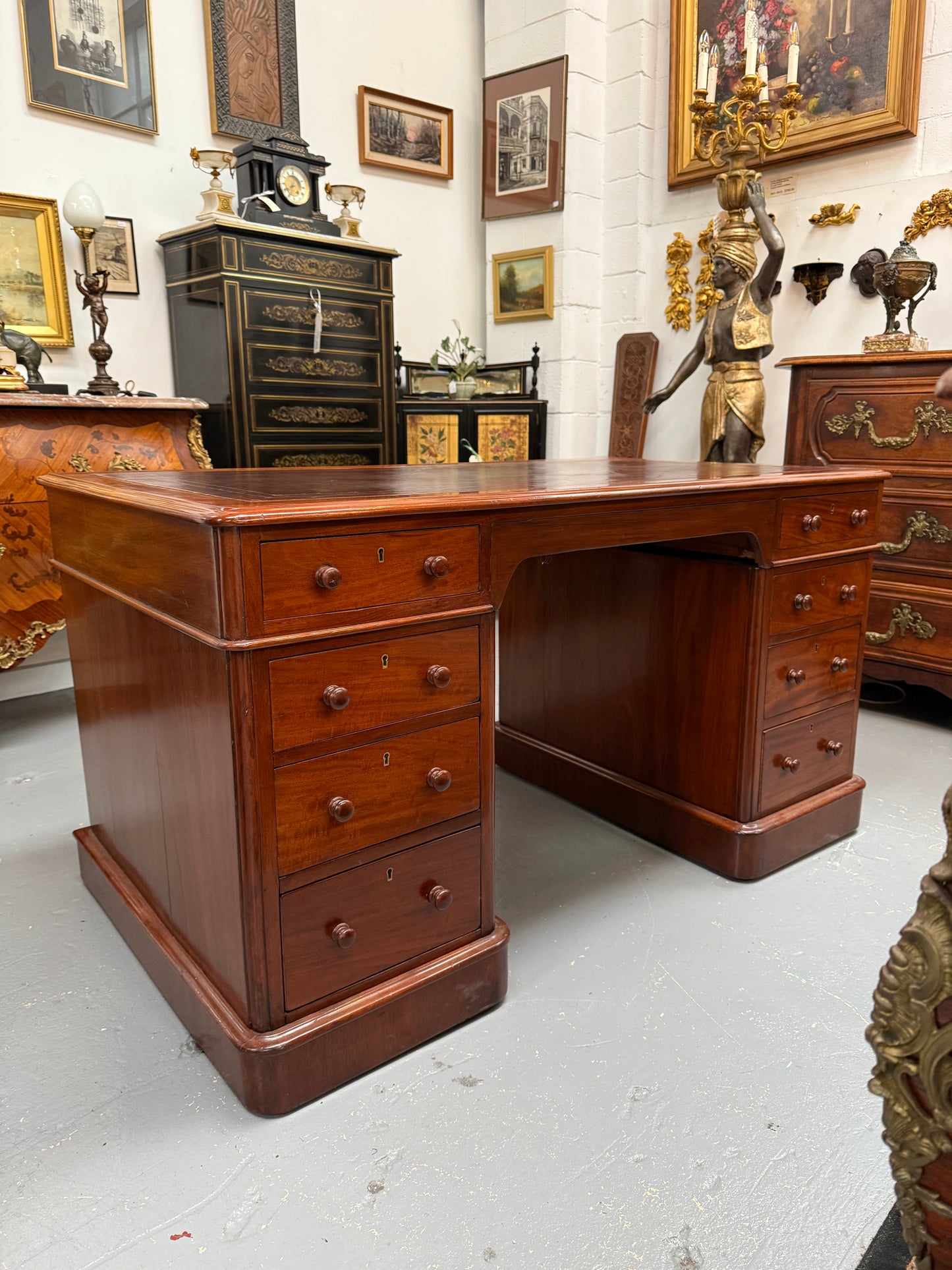 Antique Victorian Walnut Partners Desk