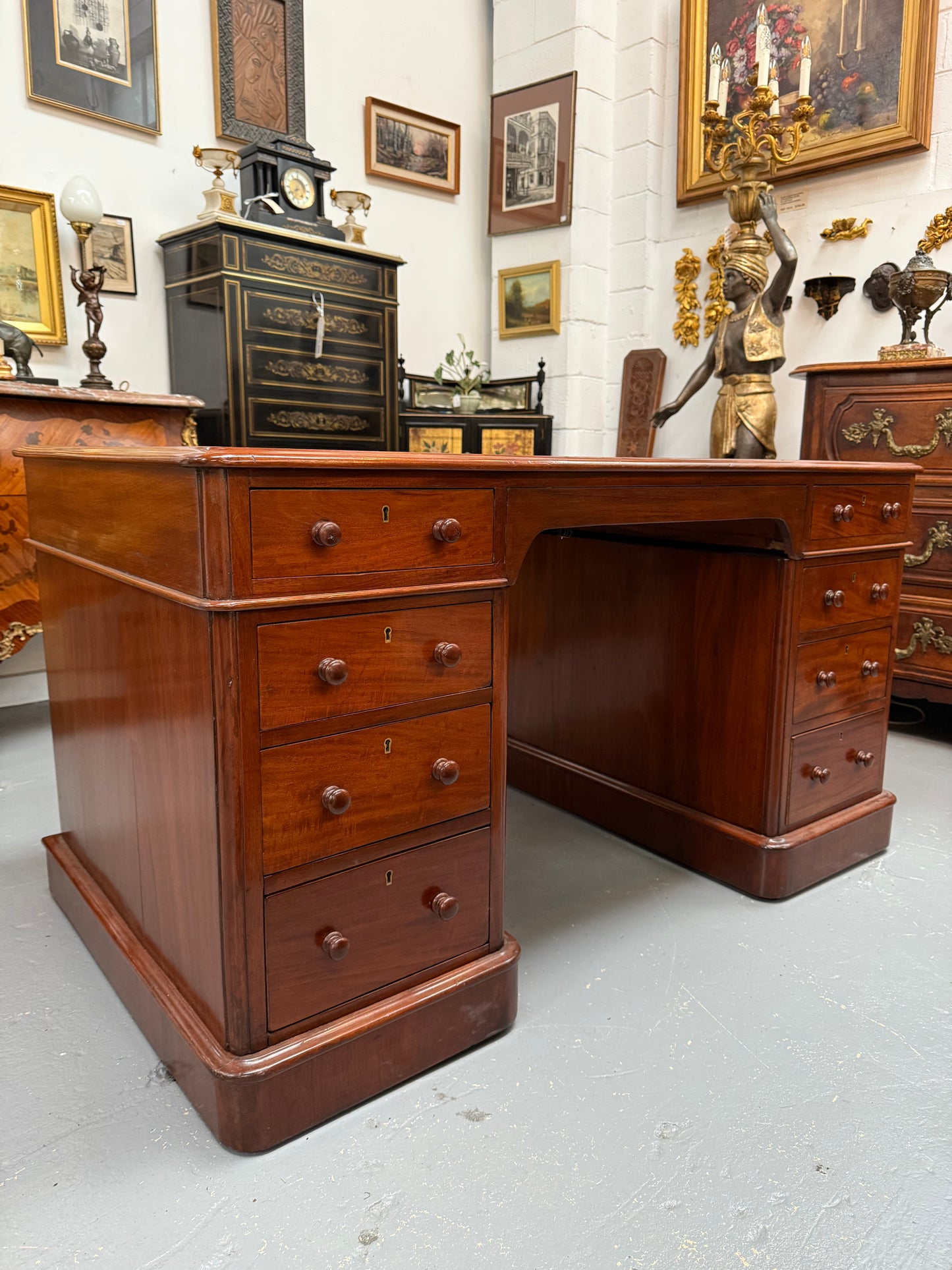 Antique Victorian Walnut Partners Desk