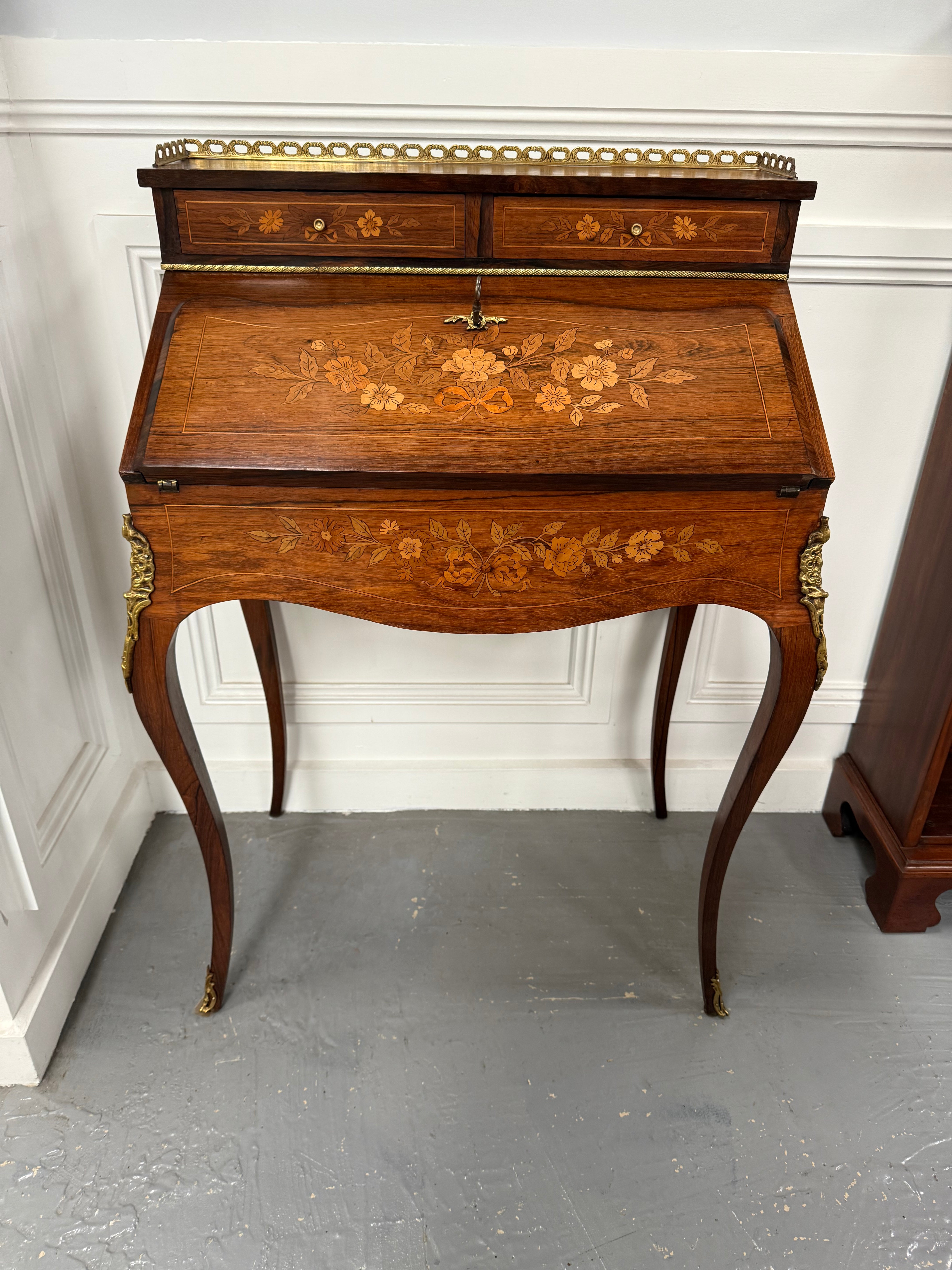 Antique 19th Century French Bonheur Du Jour Desk With Floral Marquetry | Antique & Vintage | Moonee Ponds Antiques | Australia Wide Delivery