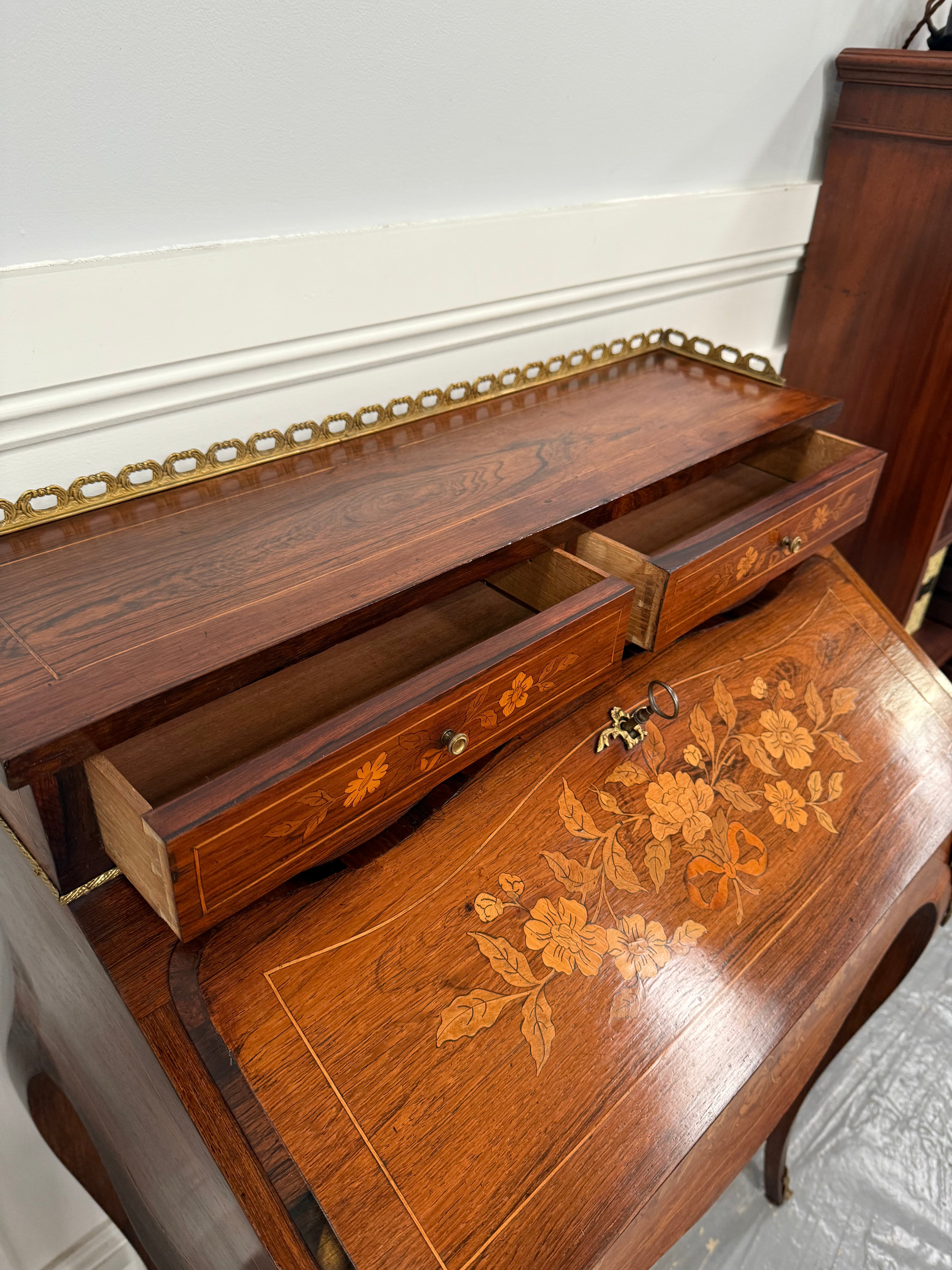 Antique 19th Century French Bonheur Du Jour Desk With Floral Marquetry | Antique & Vintage | Moonee Ponds Antiques | Australia Wide Delivery