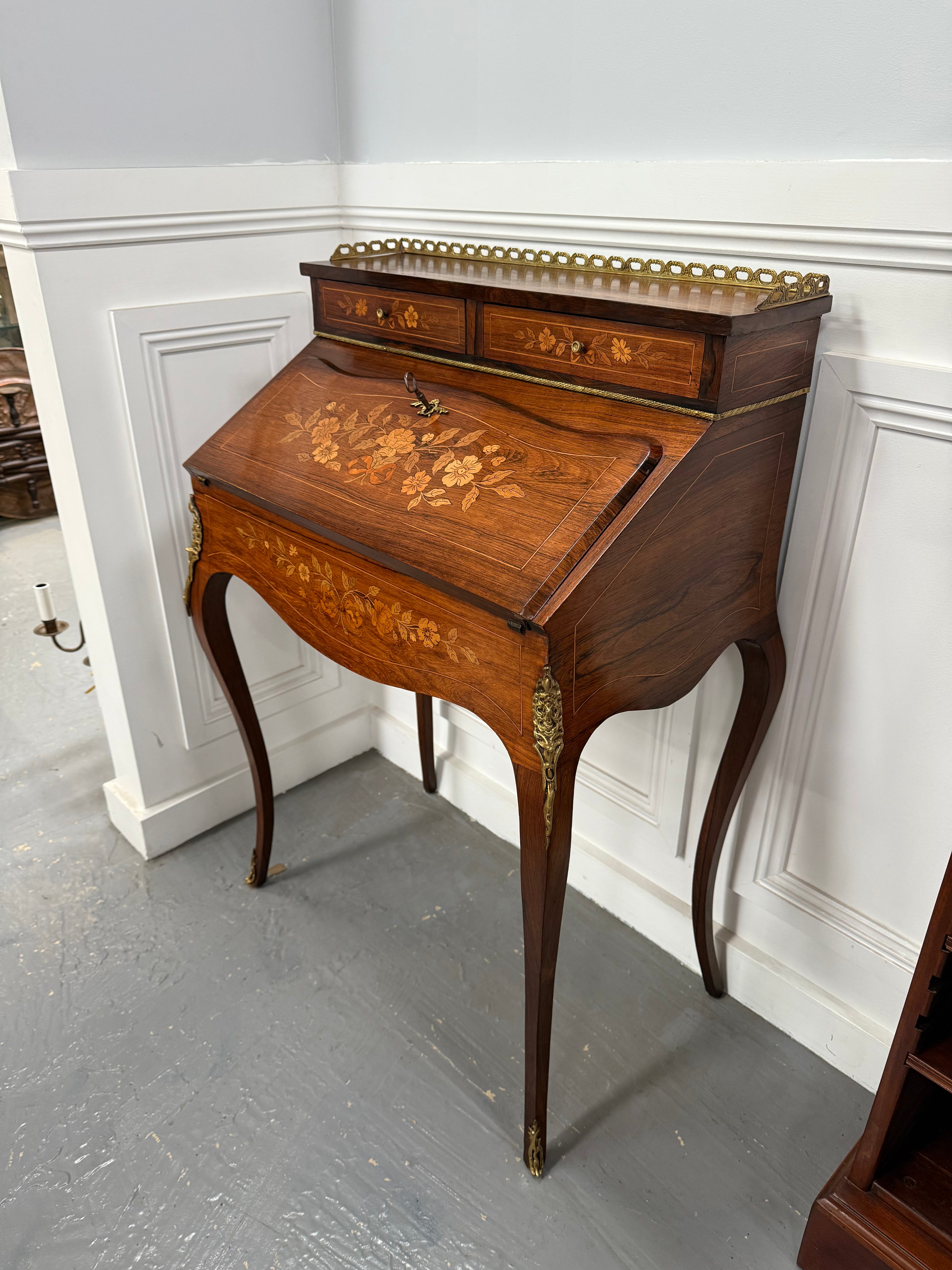 Antique 19th Century French Bonheur Du Jour Desk With Floral Marquetry | Antique & Vintage | Moonee Ponds Antiques | Australia Wide Delivery