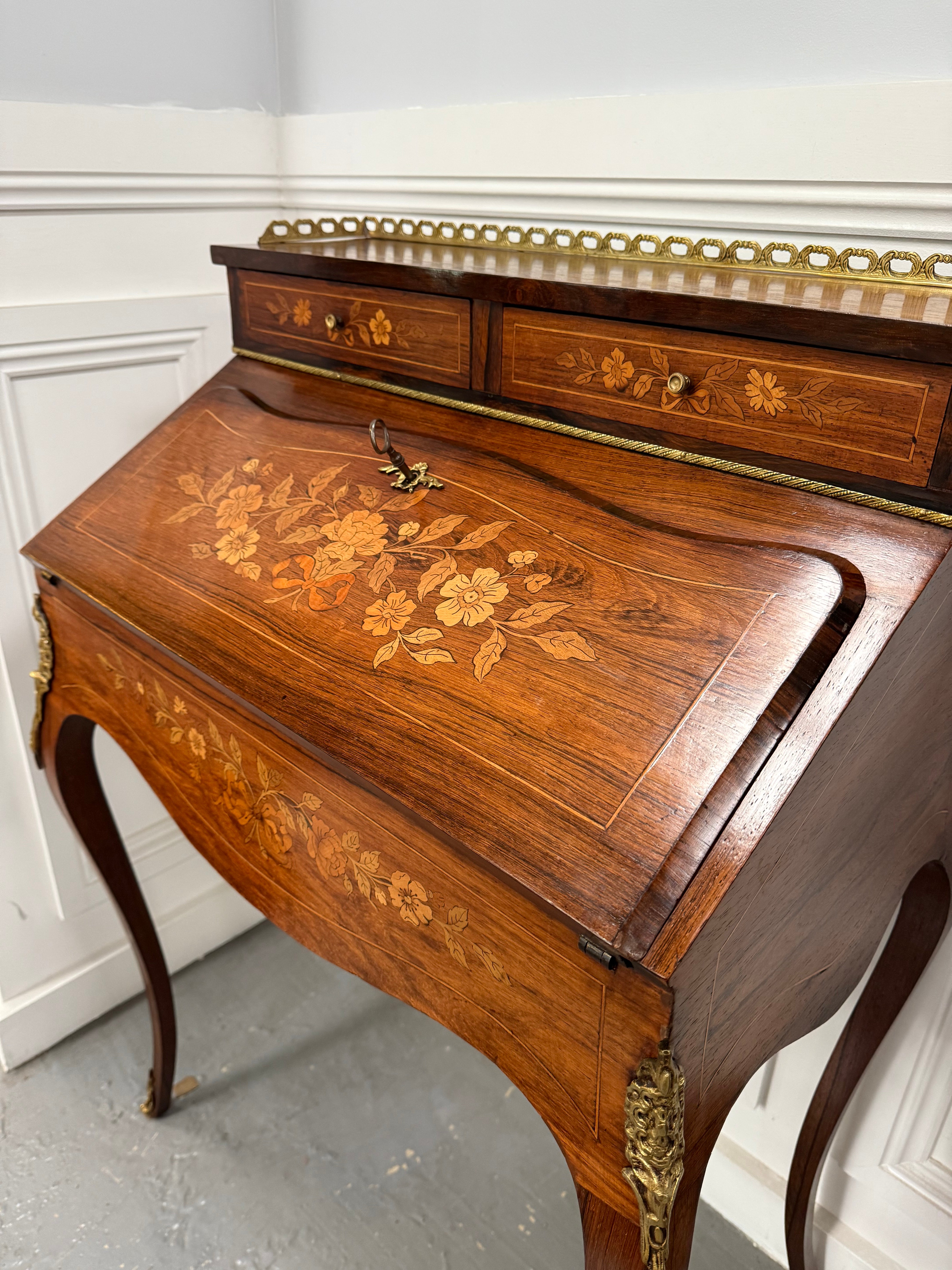 Antique 19th Century French Bonheur Du Jour Desk With Floral Marquetry | Antique & Vintage | Moonee Ponds Antiques | Australia Wide Delivery