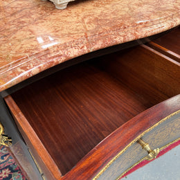 Louis XVI Style Boulle Marble Top Commode in Ebony